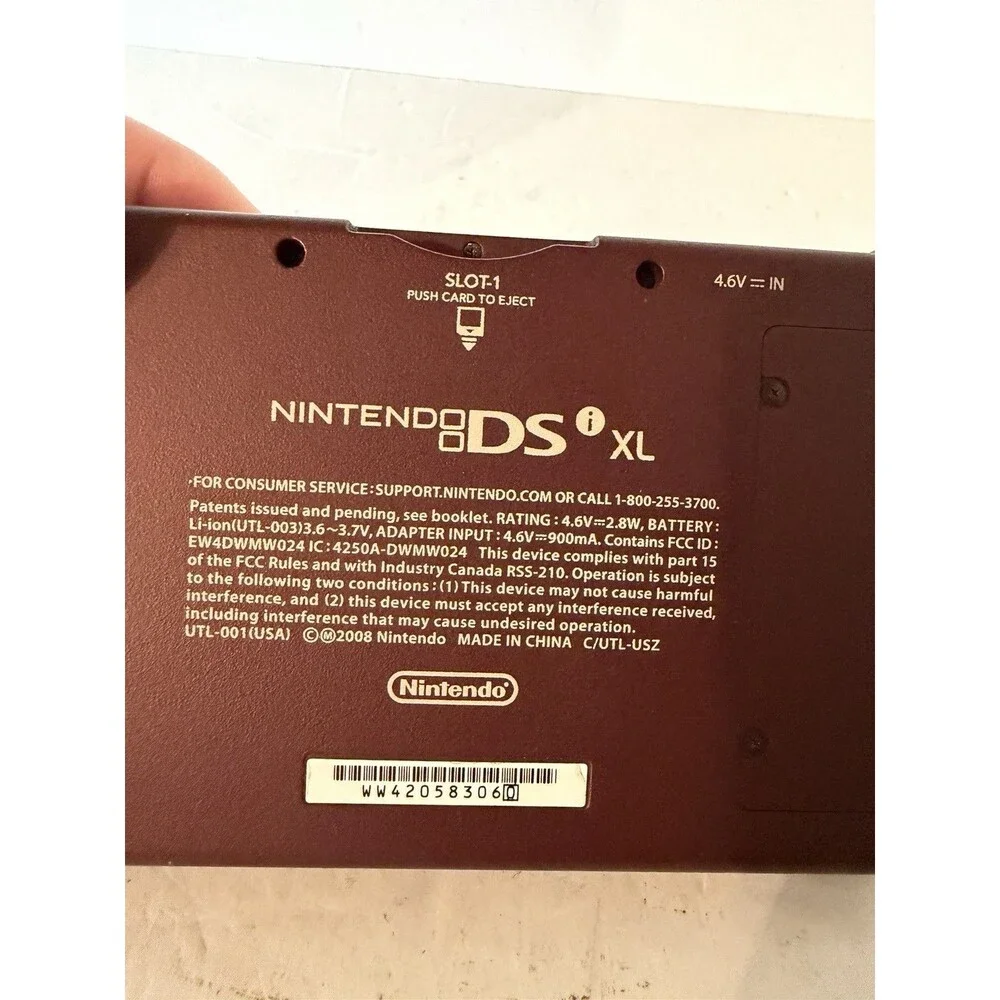 Nintendo DSi XL Wine Red Handheld Console UTL-001 W/11 Games Charger Tested